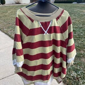 Ladies size large Free People oversized striped like new sweatshirt